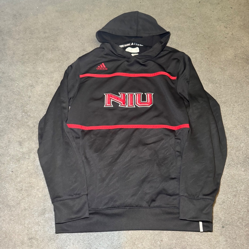 Adidas NIU Huskies Northern Illinois University Hoodie Black Red Mens Medium